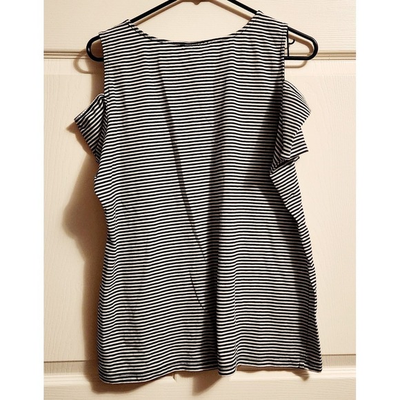 Michael Kors Short Sleeve Cold Shoulder Black White Striped Size L - Picture 4 of 5